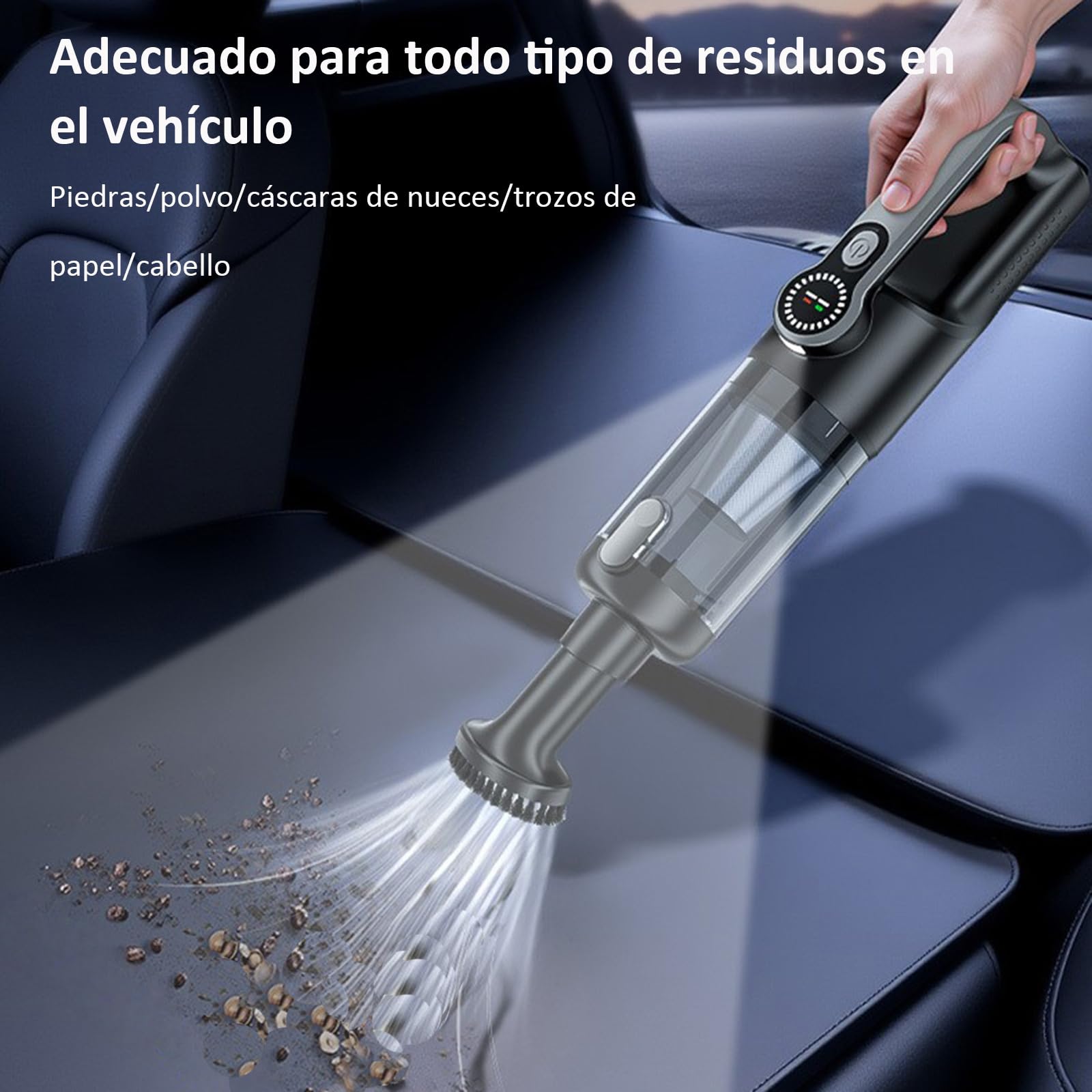 2 En 1 Aspirador de Mano Potente y Soplador Aire Comprimido, 17000Pa Aspiradora sin Cable Coche, Descarga de Polvo Automática con un Toque, 2 Niveles, Ideal para Pelo de Mascotas, Coche, Hogar