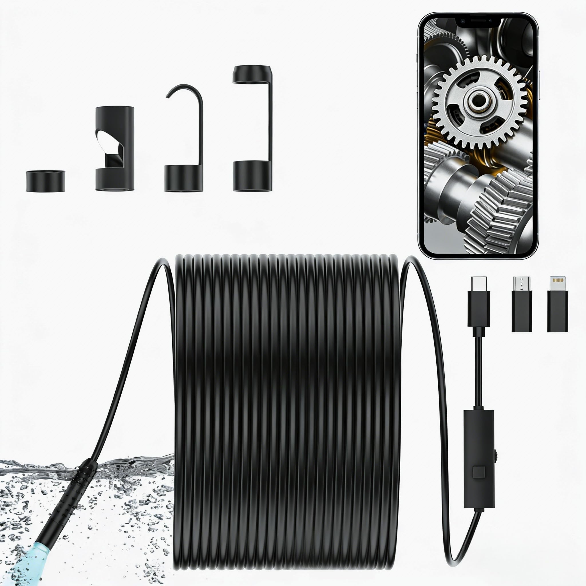 Endoscope Camera with Light, 1920P Borescope for iOS&Android, 16.4ft — Amazon image 9