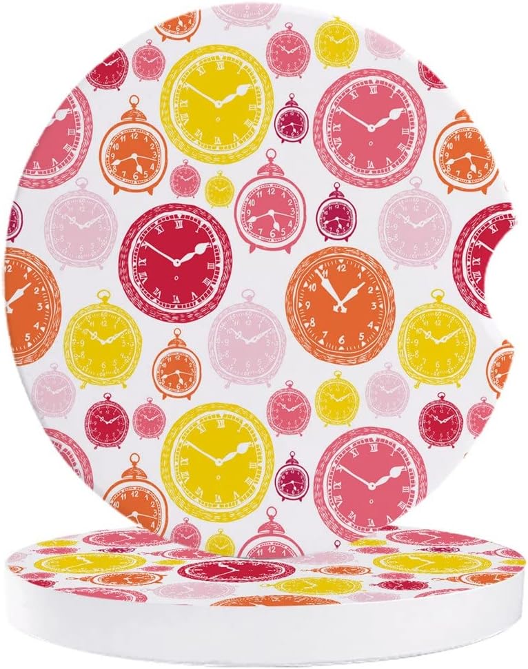 Clock Dial Color Car Coasters Ceramic Water Cup Mat for Bottle Holder Coaster Round Decoration Accessories