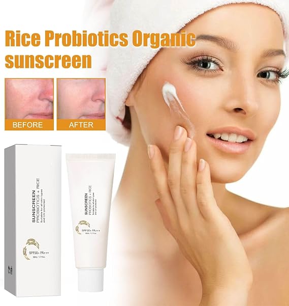 Rice Sunscreen SPF 50 PA+++, Korean Probiotics Sunscreen Rice Protection, Lightweight Sun Cream for Face & Body, Moisturising for All Skin Types and UV Protection(1)