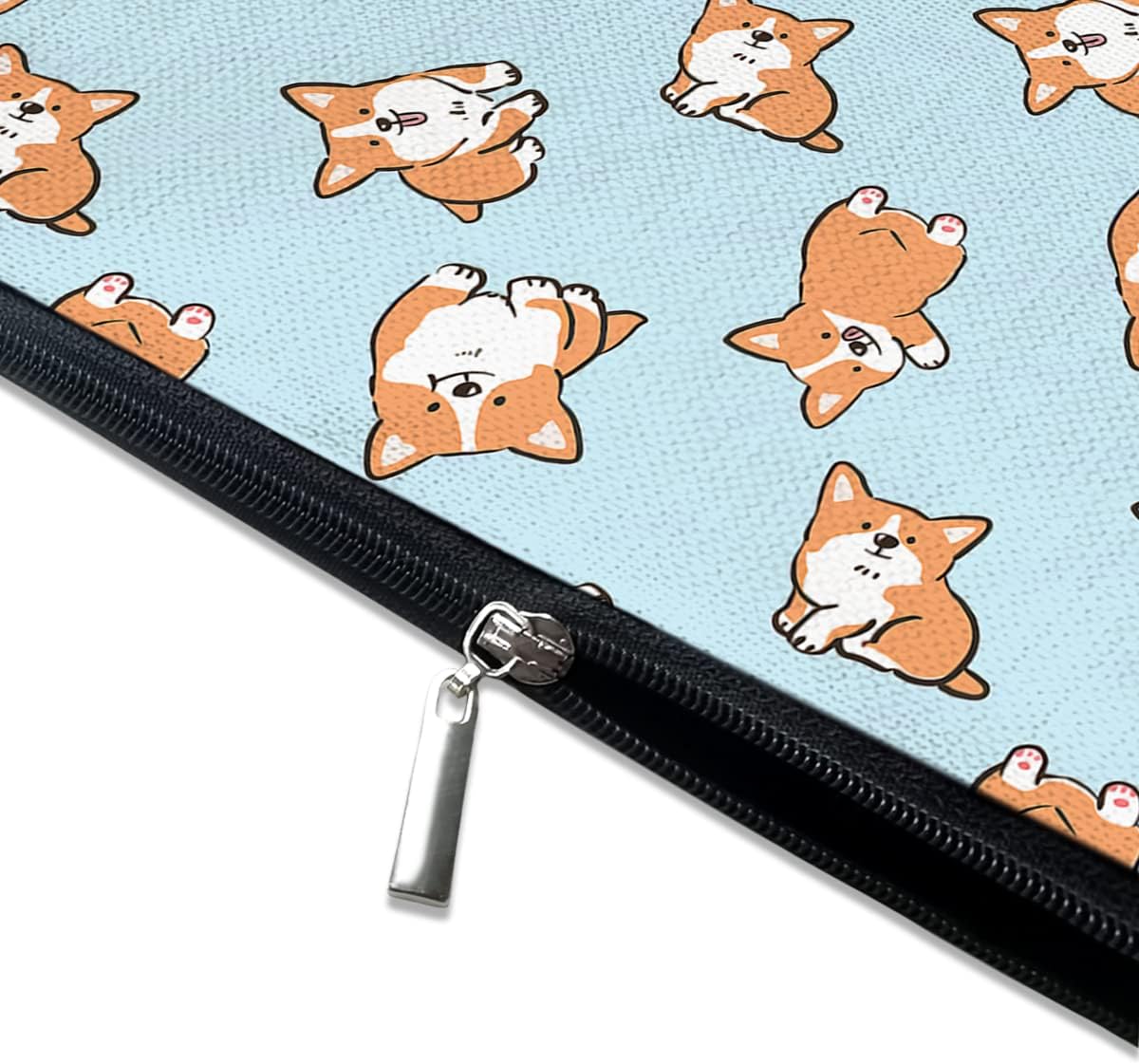 Cute Makeup Bag for Purse Canvas Waterproof Funny Cosmetic Bags for Women Zipper Travel Toiletry Pouch-Corgi Makeup Bags image 4