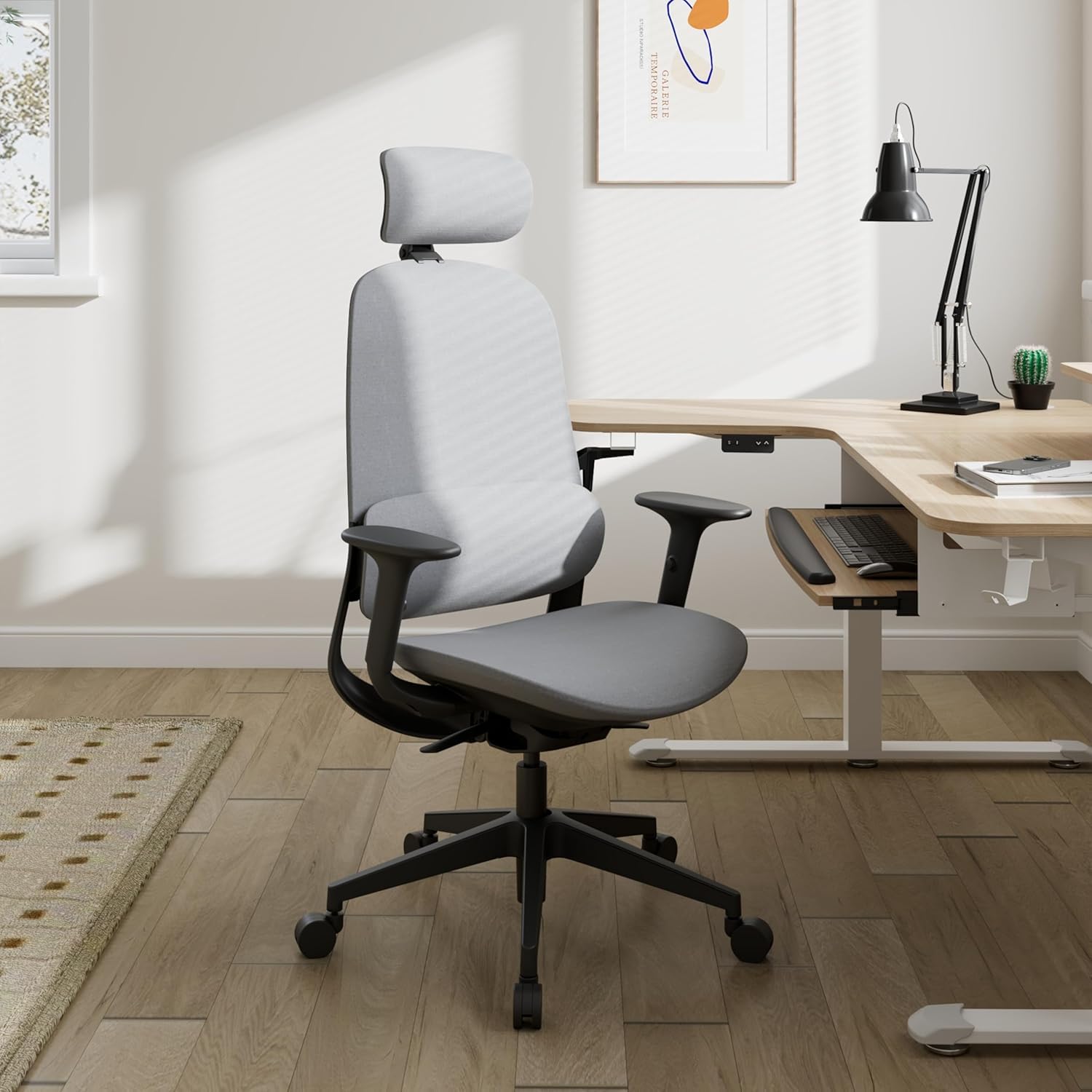 EUREKA ERGONOMIC Mesh Office Chair, Ergonomic Office Chair with Lumbar Support, Swivel Computer Chairs with Adjustable Headrest/Armrest, Desk Chairs for Home Office, High Back Chair (Grey)