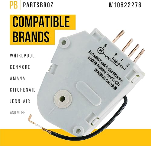 Miniatura 2 de W10822278 Temporizador de descongelación para refrigerador competible con Whirlpool AP5985208 PS11723171 congelador 106.71184101 ED22PEXHW02