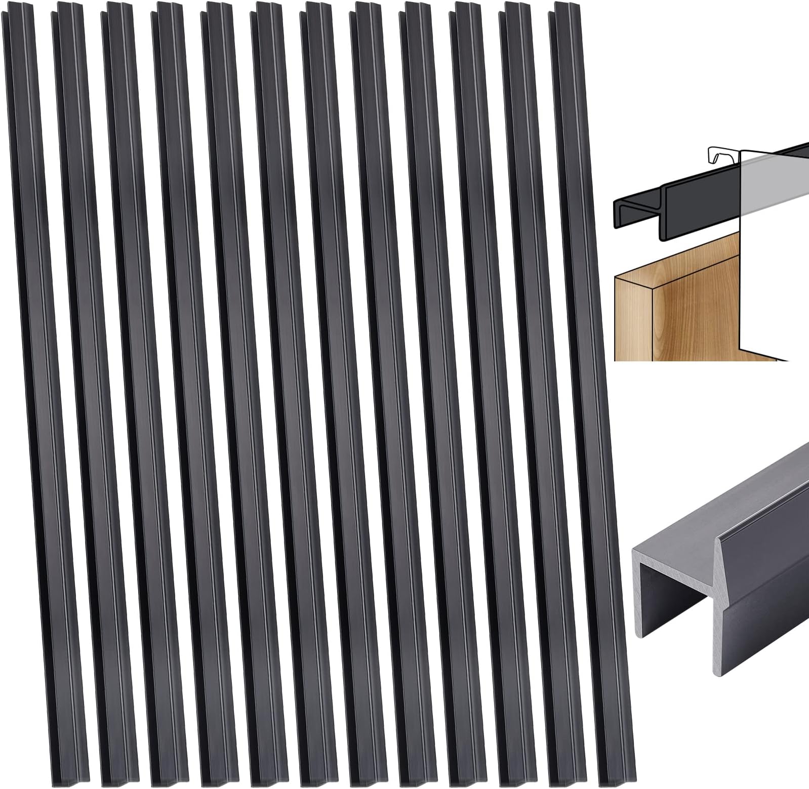 12 Pieces 16 Inch File Cabinet Rails PVC Drawer Hanging File Rails for Hanging 1/2 Drawer Sides Letter Size Storage Organizer