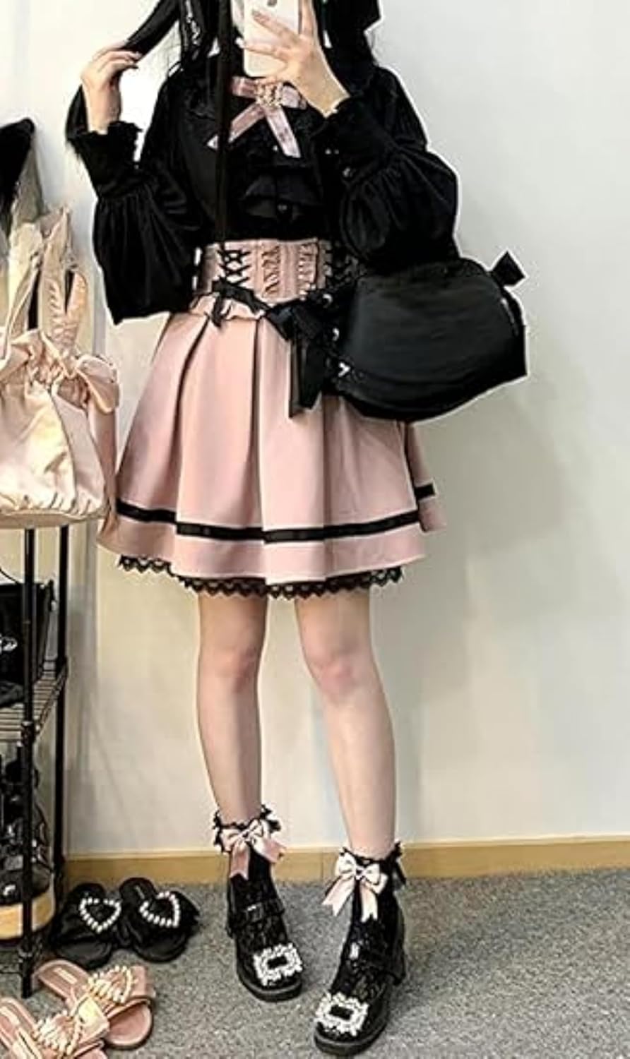 Pokn Y2K Skirt Lolita Skirts Jirai Kei Fashion Cake Skirt Bow Skirts Lace Mini Pleated Skirt Cutecore Goth Tennis