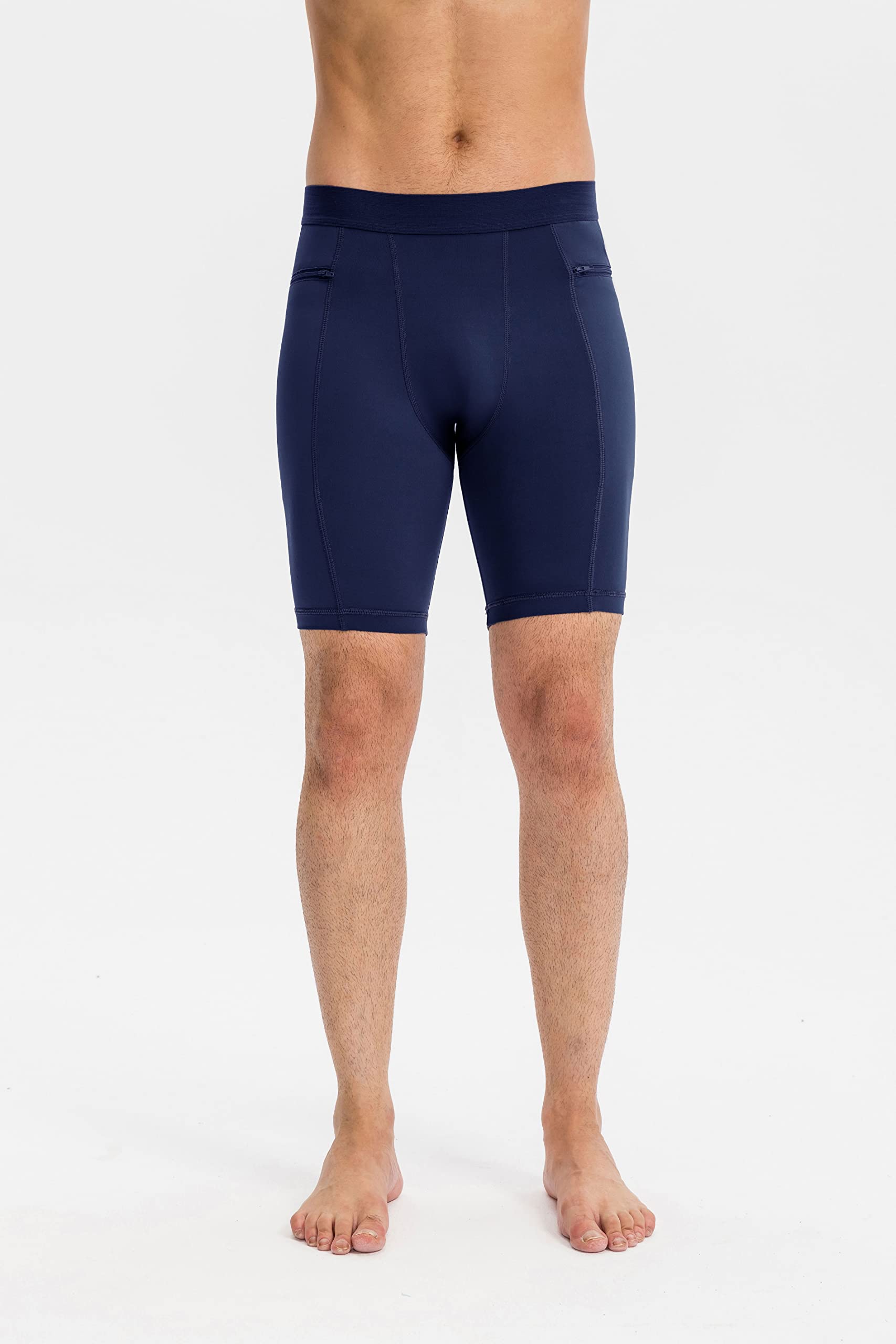 Paquete de 2 pantalones cortos de compresión para hombre con cremallera bolsillo para teléfono, correr, entrenamiento, ropa interior atlética