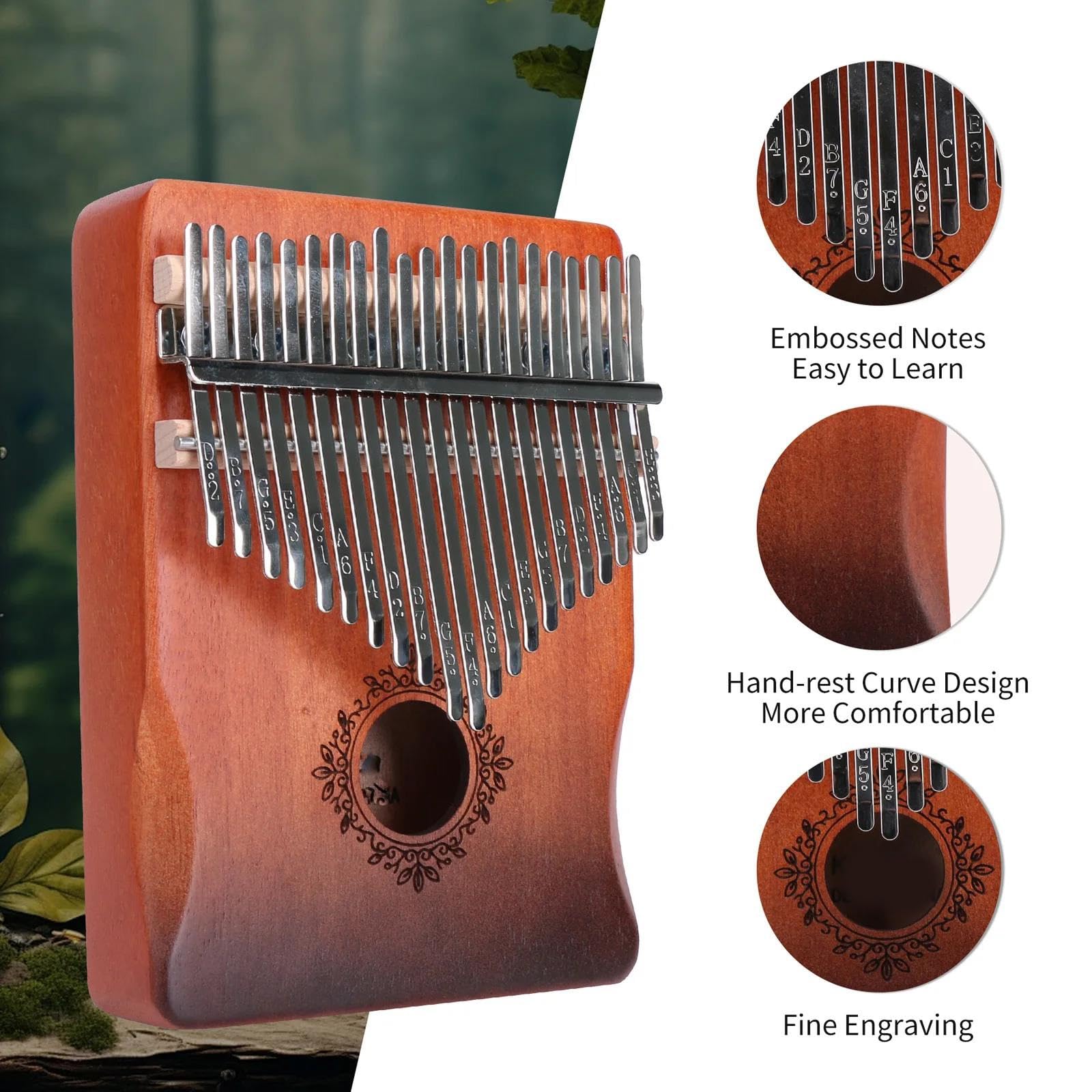 Kalimba 21 Klawiszowy Ergonomiczny Kalimba Z Regulacją Kciuka Przenośny Fortepian W Stylu Vintage Z Regulacją Młoteczkową