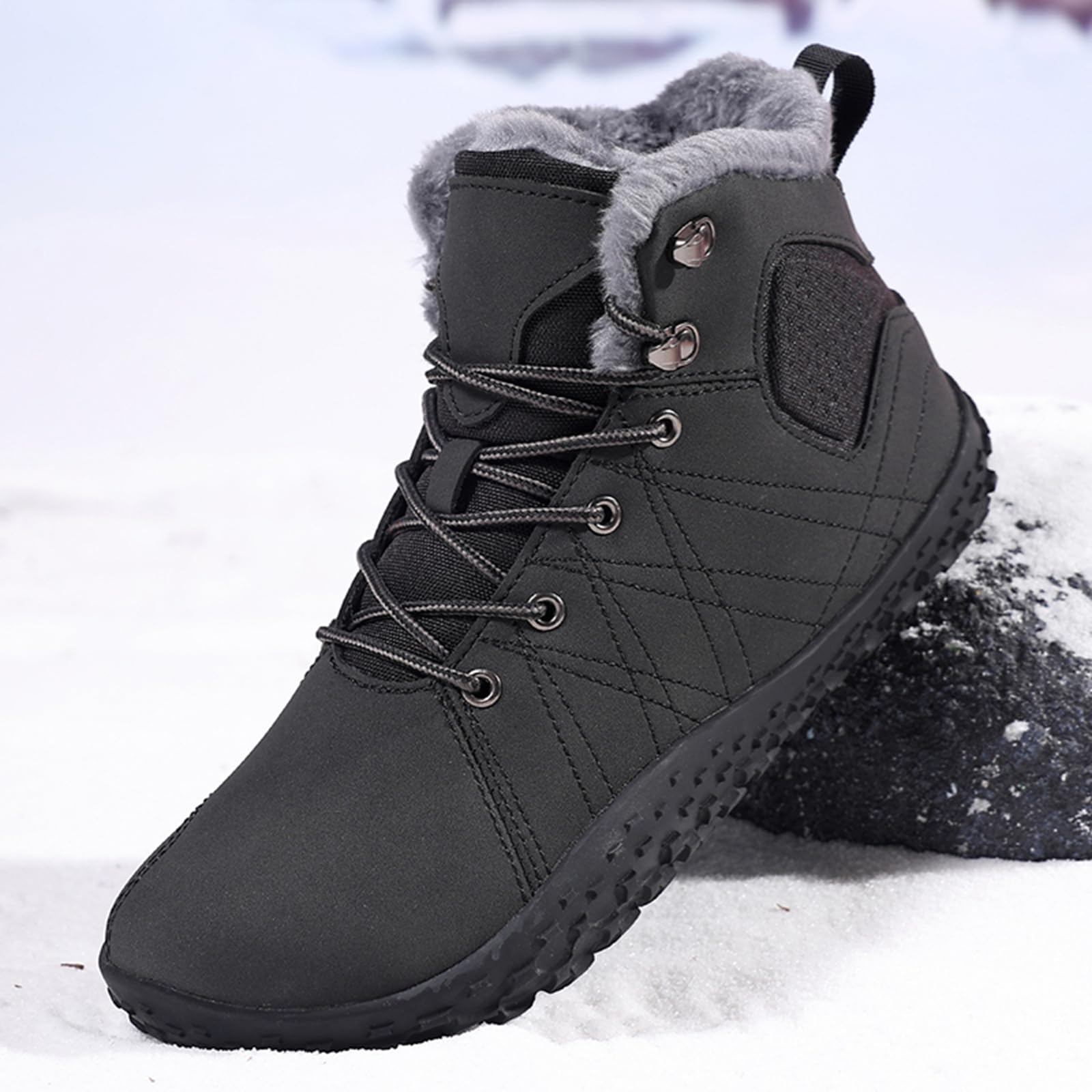 CUTEHEELS Męskie śniegowce High Top | buty zimowe z izolacyjną podszewką z polaru i gumową podeszwą na wędrówki w śniegu, do codziennego użytku w mieście