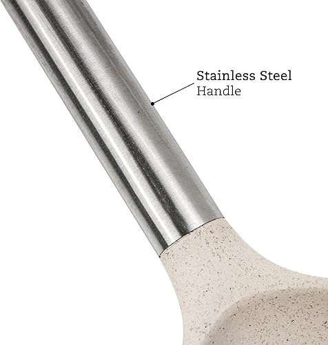 Miniatura 5 de Beille Juego de utensilios de cocina de espátula de nailon gris con asas de madera de alta resistencia al calor, 4 piezas