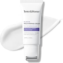 TEREZ & HONOR Gua Sha Neck Firming Cream Tightening & Lifting for Neck, Face & Decollete with Built-In Massage Roller - Korean Skin Care, Retinol, Collagen & GHK-Cu Copper Peptide, 1.7 FL OZ/50mL
