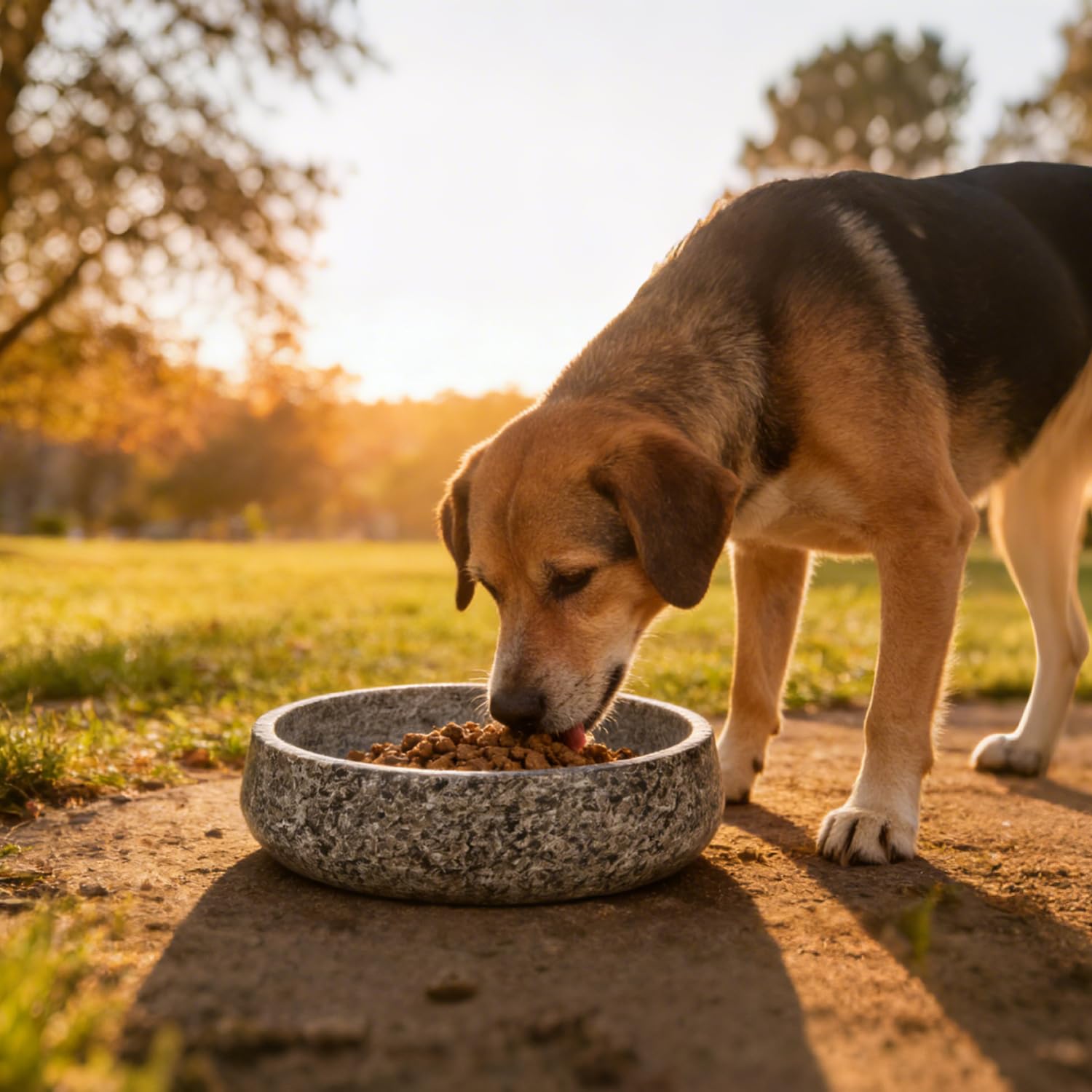 Ciotola per Cani in Granito, Granito, L | Ciotola Naturale Resistente per Animali Domestici, Ciotola Antiscivolo per Cibo e Acqua per Gatti, Ciotola in Pietra