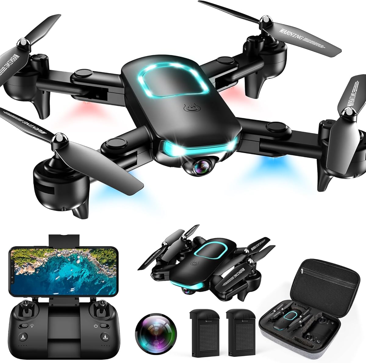 REDRIE Drone with 1080P Camera for Beginners, Foldable, Altitude Hold, Gestures Selfie, Waypoint Fly, Headless Mode, 3D Flip, One Key Start, 3 Speed Modes, Circle Fly, 2 Batteries