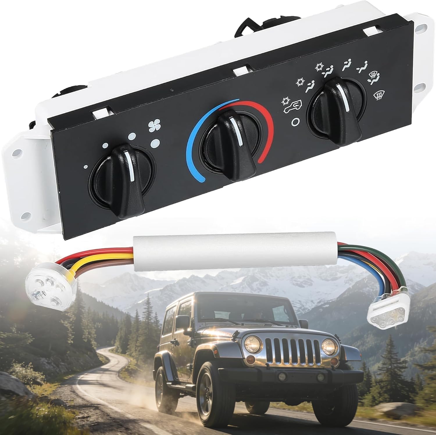 Compatible with 55056558AA Air Conditioning Heater Climate Control Switch Unit | Compatible with Jeep Wrangler TJ 2005-2006 | Replaces 55056558AB, SM2141
