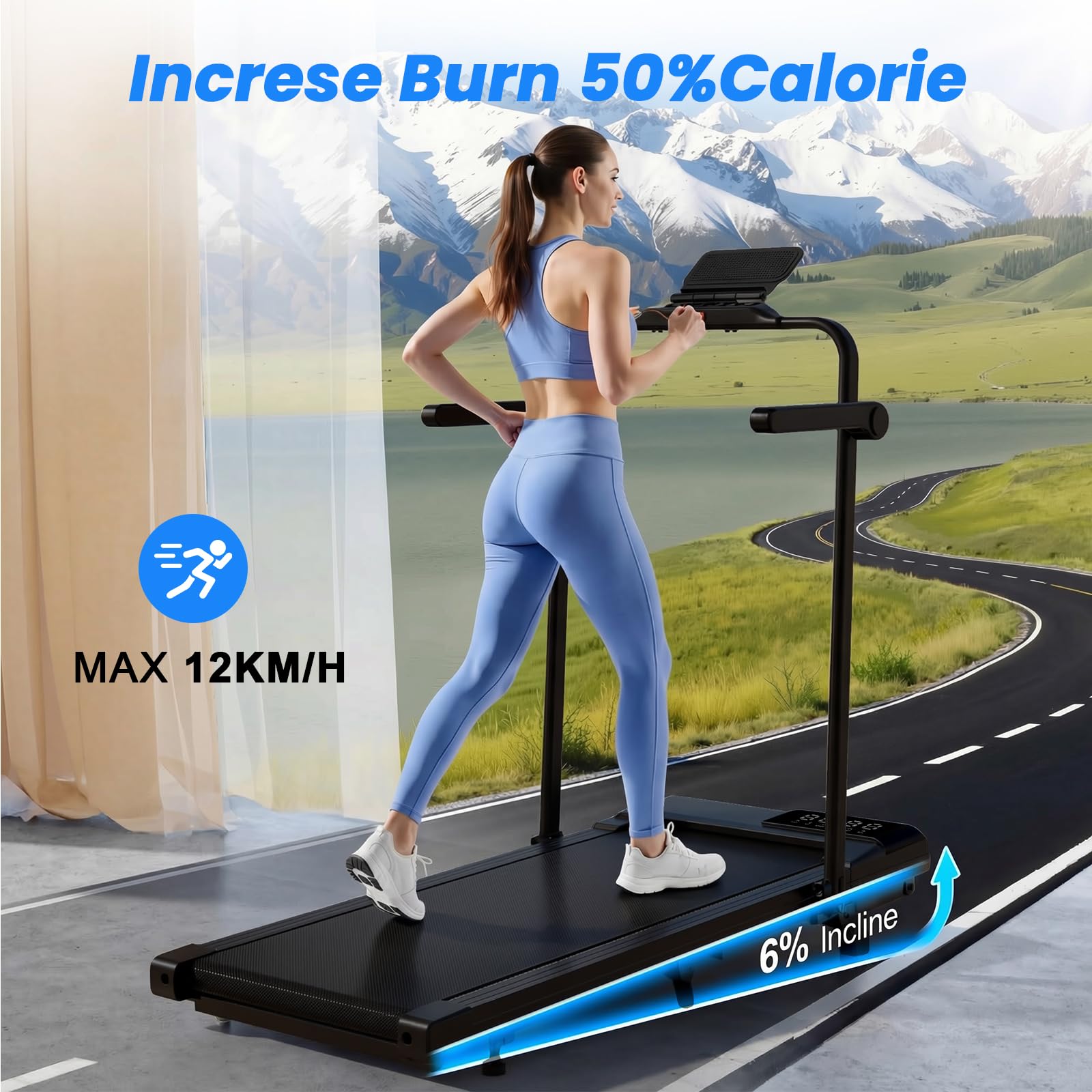 Superun Raceable Tapis Roulant per Indossabili High-tech, Walking Pad Pieghevole da 136KG con Controllo APP, Tapirulan per Casa con gare multi-corridori