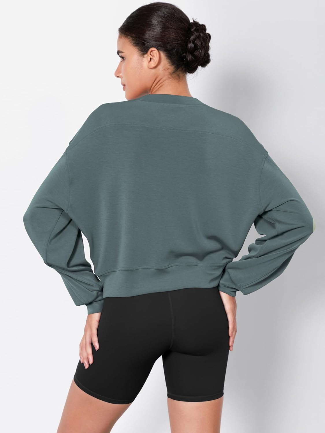 ODODOS Modal Soft Long Sleeve Cropped Sweatshirts for Women Oversized Crew Neck Pullover Crop Top - Image 3