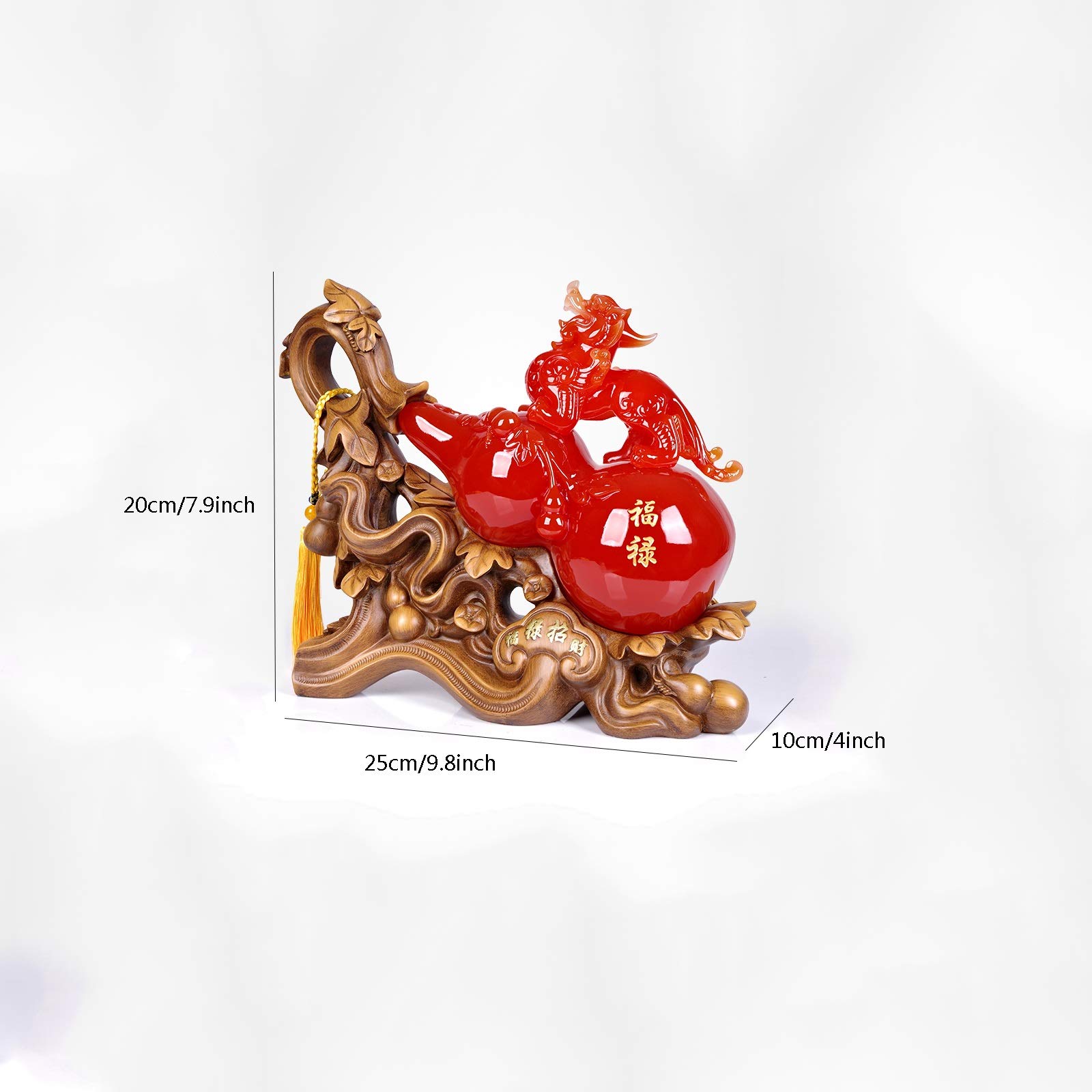 Ornamenti cinesi feng shui, decorazione statua Pi Xiu attirare ricchezza e buona fortuna Decorazione Feng Shui (rosso) Resina Pi xiu Decorazione ufficio domestico Simbolo ricchezza Statua Feng Shui