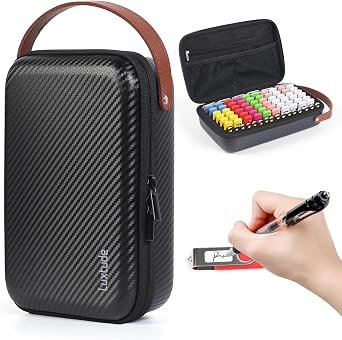 Luxtude Flash Drive Case with Labels, Hard USB Case Organizer with Zipper Pocket, USB Storage Box Holds 76 Drives & 12 SD Cards