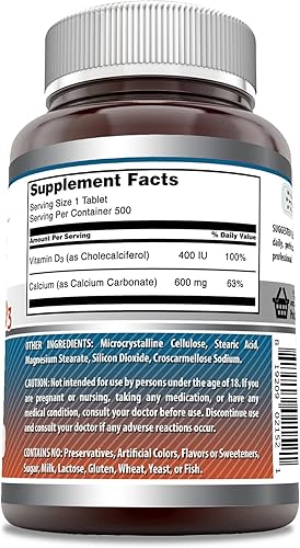 Miniatura 6 de Amazing Formulas Suplemento de calcio con vitamina D3 - Apoya la absorción de calcio* -Promueve huesos y dientes fuertes* -Apoya las funciones