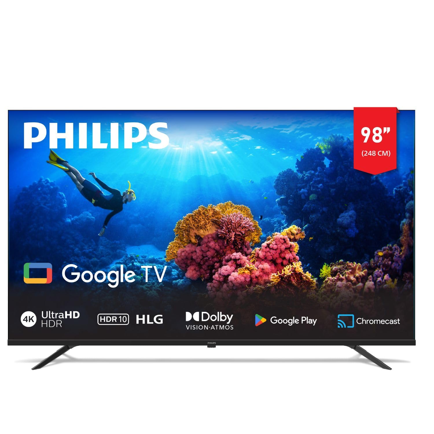 Philips 98 Inch 4K Smart Google TV 7100 Series 98PUT7129/56, Dolby Vision + HDR 10, google voice Assistant, Youtube, Netflix,prime, Shahid, 2024 Model, 1 year warranty
