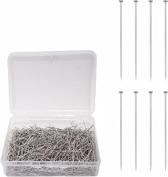 1000PCS Fine Straight Pins with Storage Box, Steel Dressmaker Pins with Flat Head, Durable Satin Pins for Sewing, Quilting and Jewelry Making 0.65 * 33mm/0.03 * 1.30in