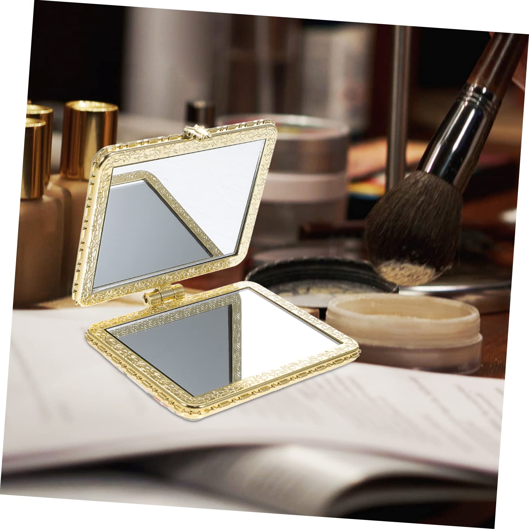 SHERCHPRY 2 Series Espejo De Viaje Compacto Doble Cara Espejo Portátil para Maquillaje Incluye Diseño Redondo Y Rectangular Colores Y Negro para Bolsos Y 6 Piezas*2