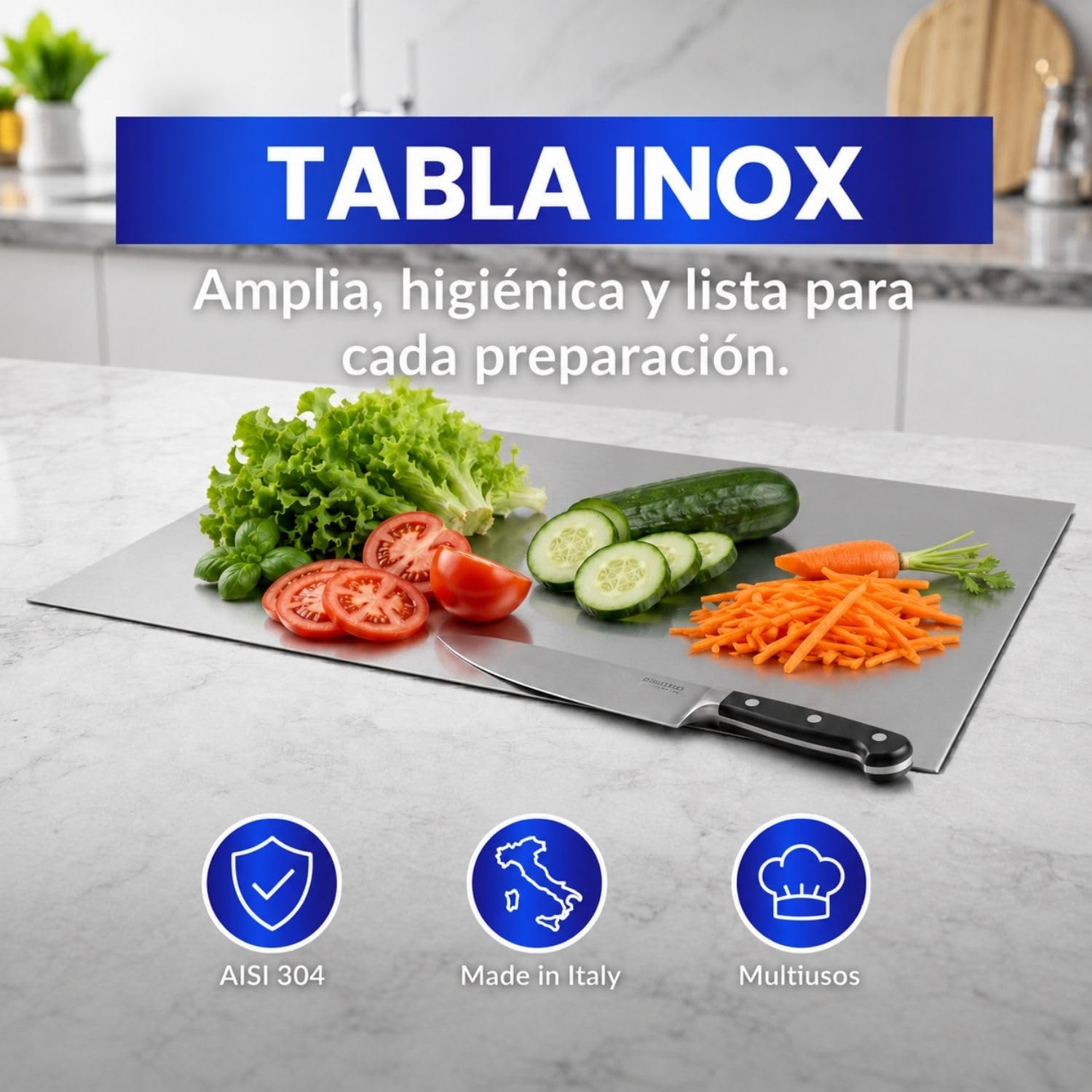 INOXLM - Tabla de trabajo de acero inoxidable para amasar sin pliegues, varios tamaños, para cocina, bar, restaurante, para amasar sin pliegues, modelo Capricornio (60 x 50 cm)