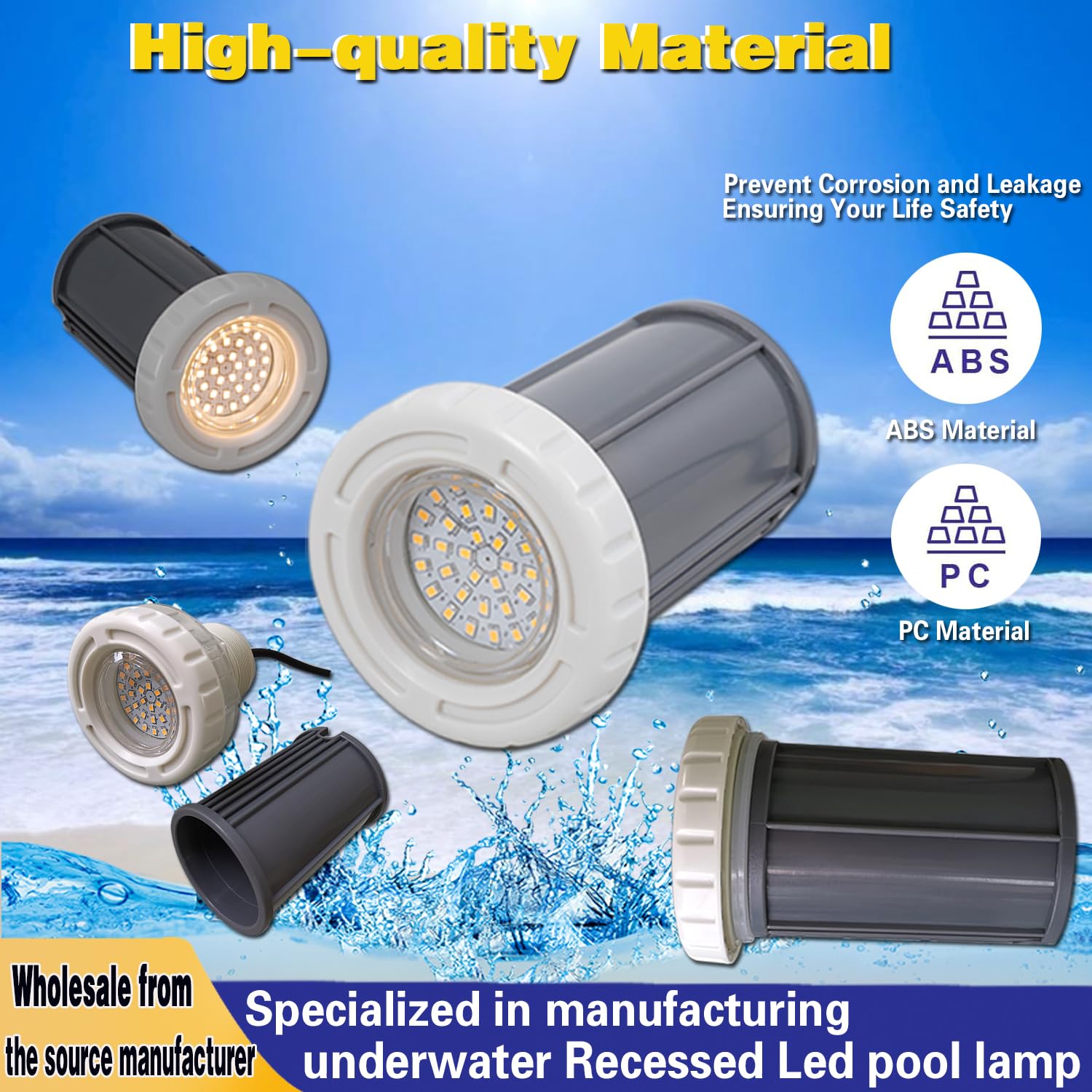 BARCELONA LED LED Poolleuchte 3W AC12V IP68 Unterwasserleuchte Ø94mm Warmweiß 3000K SMD2835 LED Poollicht Aufbaumontage für Pool, Jacuzzi, Spa, Brunnen, Teich, Wasserdekoration