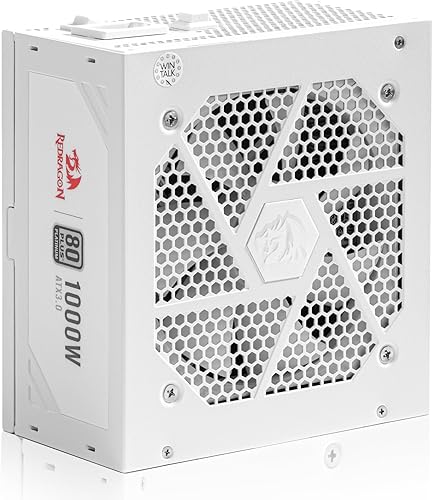 Redragon PSU017 Fuente de alimentación completamente modular ATX de 80+ Platium de 1000 W, certificado 80 Plus, condensadores 100% japoneses y