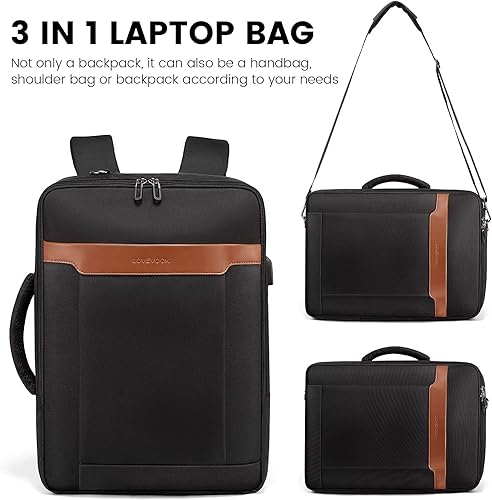 Miniatura 6 de LOVEVOOK Mochila convertible para laptop, Negro -, Contemporáneo