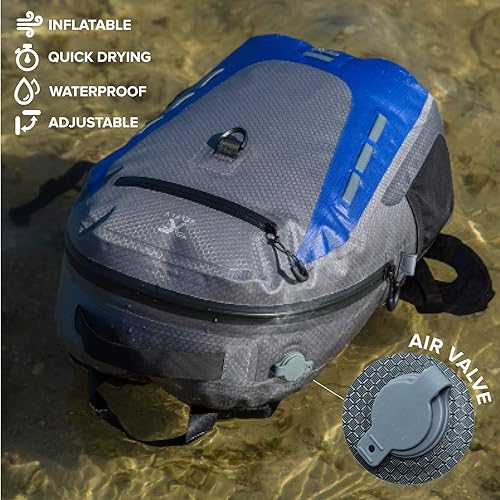 Miniatura 2 de Xelfly Submersipack Mochila Impermeable - Bolsa Seca Duradera de Nylon Revestida de TPU Flotante, Inflable y Sumergible con Cierre Hermético para