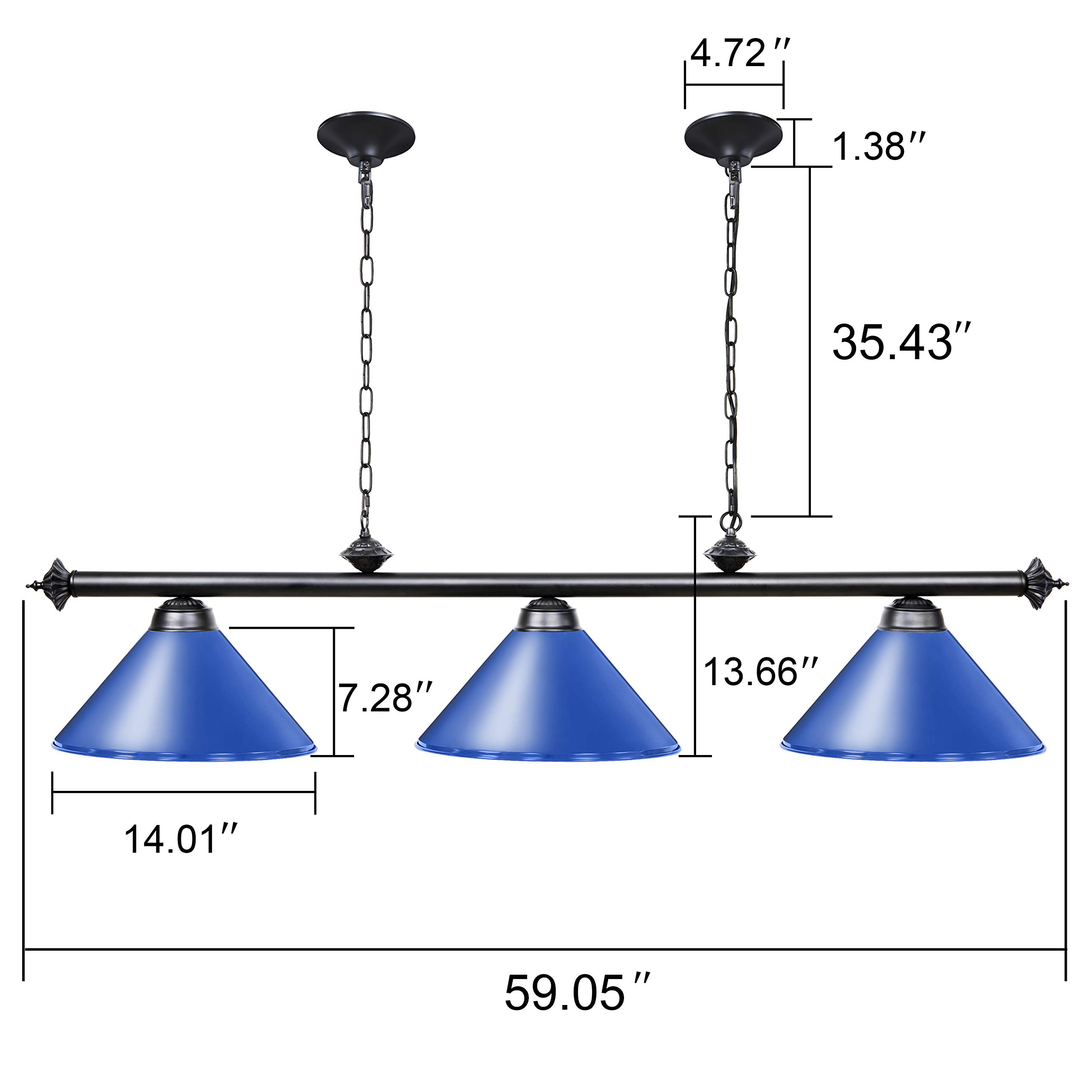 Wellmet Light for Pool Table 7ft/8ft/9ft, Vintage Kitchen Light for Man Cave, Kitchen, Dining Room, Bar — view 4