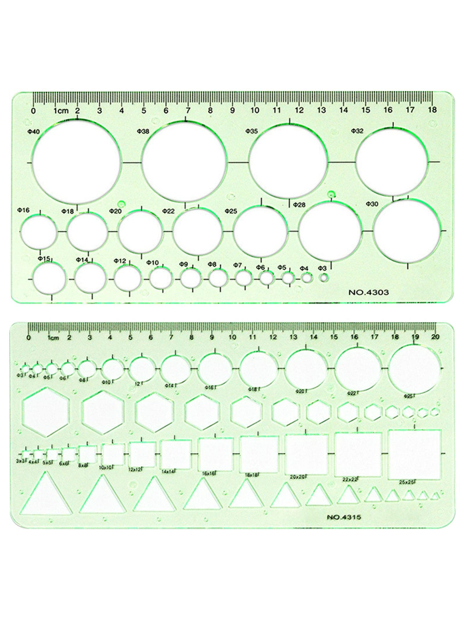ALEOHALTER 2pcs Circle Template, Plastic Geometric Stencils, Circle Drawing Tool Multi-Function Measuring Ruler, Geometric Figure Template for Studying Designing Office Home