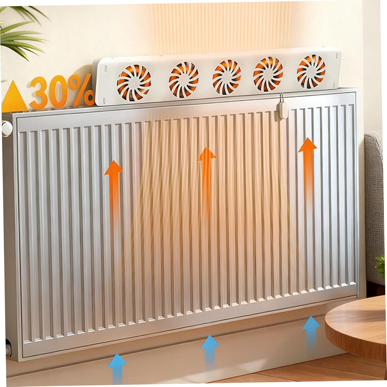 Electric Radiator Fan, Household Radiator Fan Running Quiet Saving Energy Heater Smart Amplifier Adjustable Speed with 5 Fans Easy Installation for Home, Heat