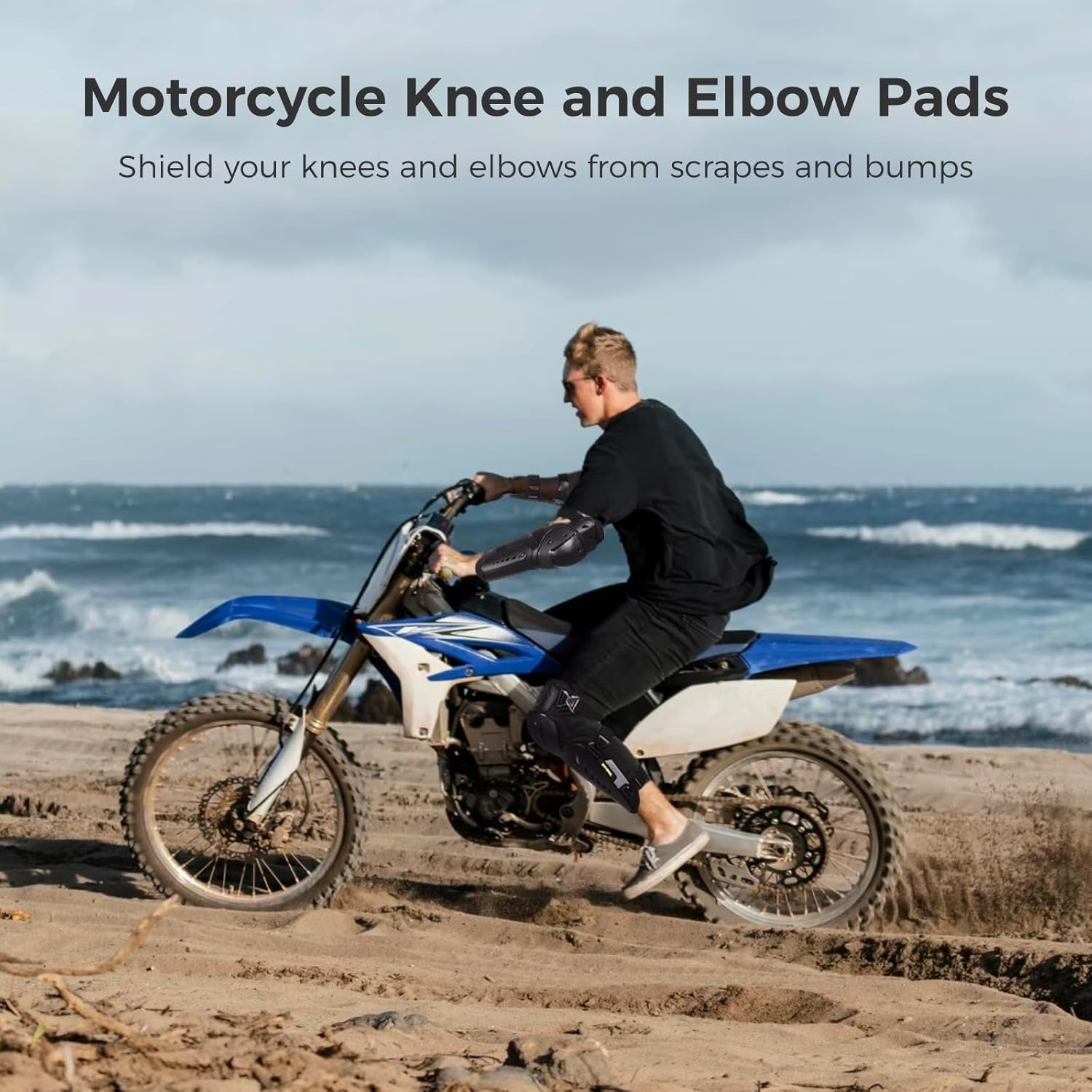 BOSREROY 4 Pcs Adjustable Knee and Elbow Pads, Protective Guards with Hard Shell & Soft Lining for Cycling, Skateboarding, Dirt Biking, Skiing