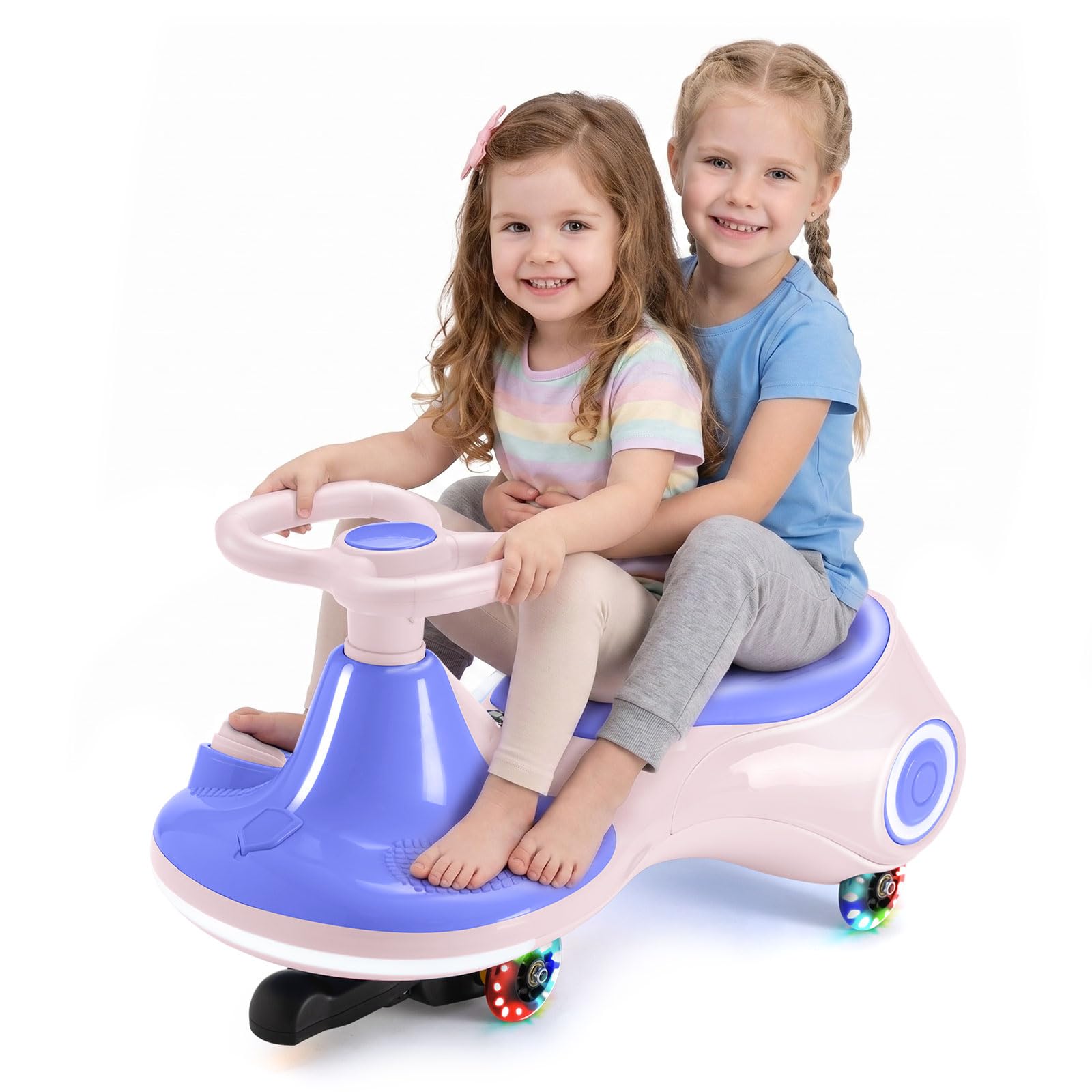 DollarDash 12V Electric Wiggle Car for Kids, 3-in-1 Ride on Toy with Pedal, Wiggle Scooter with Flashing Wheels, Easy Assembly Swing Vehicle with Rechargeable Battery for Toddlers Ages 3+, Up to 70kg