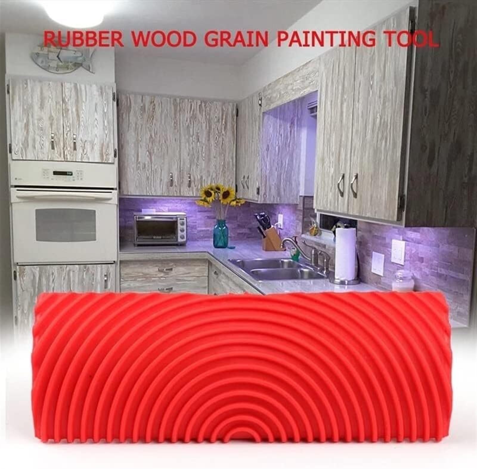 rodillo de pintura, Herramienta de goma para pintar vetas madera, decoración del hogar