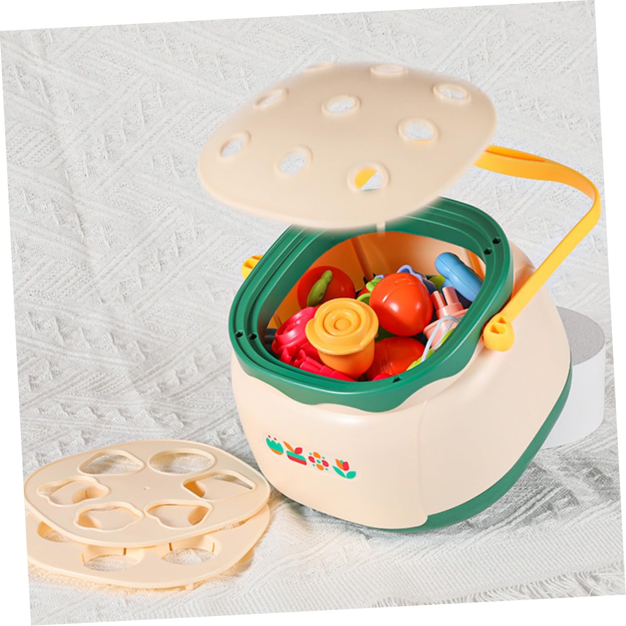 Mikinona Juguete Educativo Sensorial de Ensartar Forma de Cesta de Flores para Entrenamiento de Concentración y Habilidades Motrices Finas Compacto y Seguro para Desarrollo Temprano