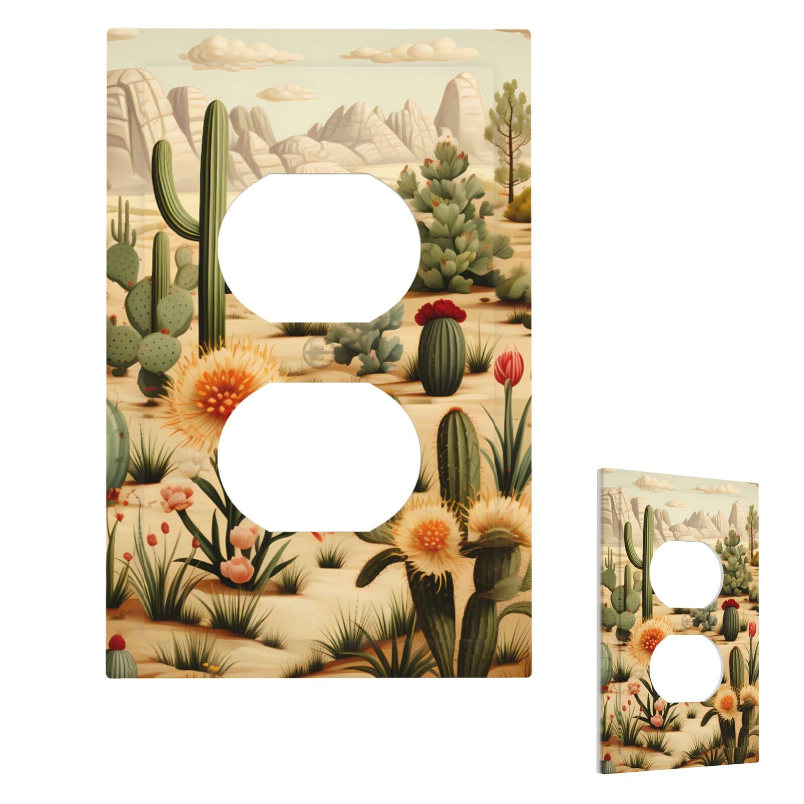 Cactus And Other Patterns Wall Plate Cover Modern Decorative 1 Gang Light Switch Cover Unbreakable Receptacle Outlet Covers For Living Room Bedroom Home Decor Duplex
