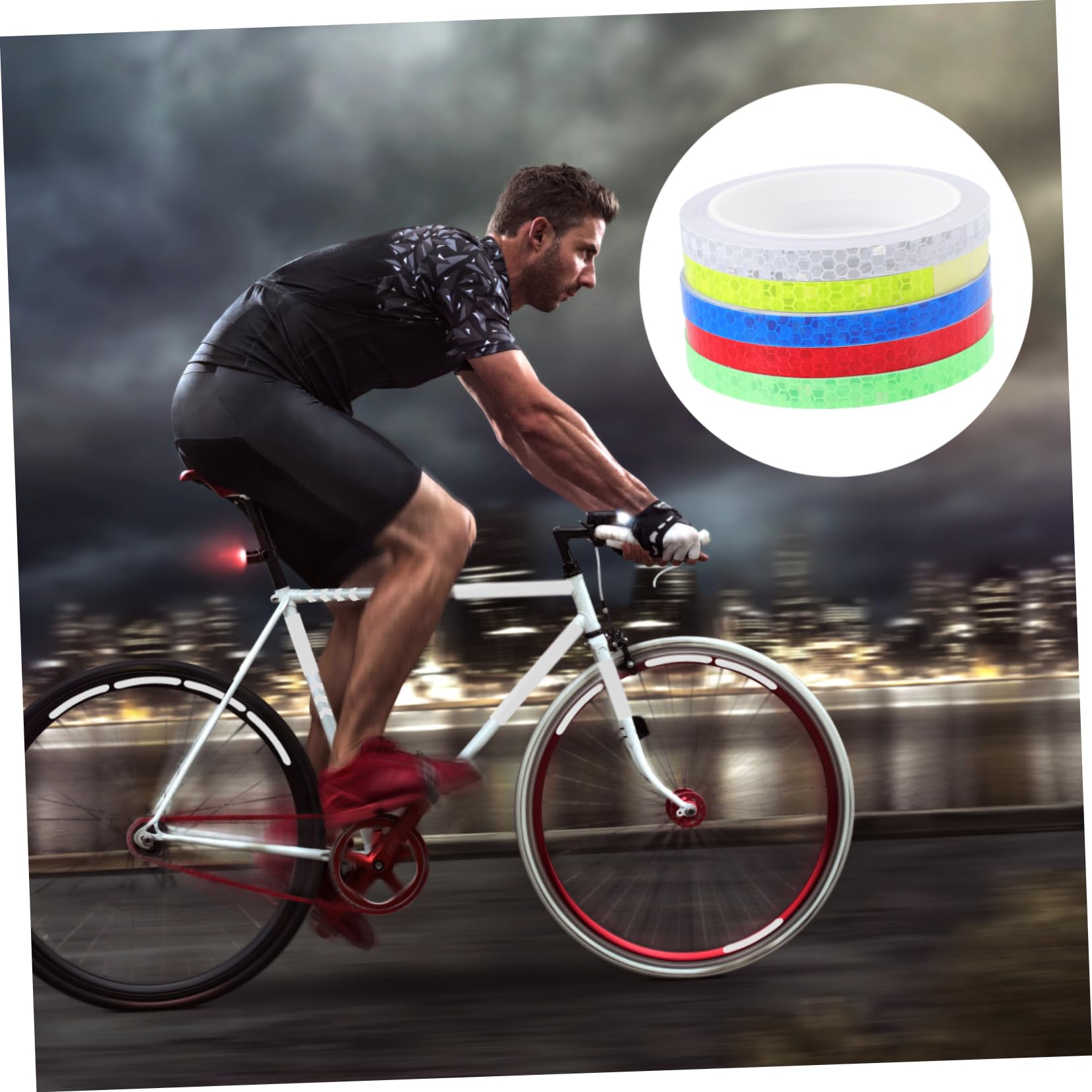 Abaodam Reflektierende Fahrradaufkleber Reflektierendes Band Radfahren Rückseite Fahrradreflektoren Fahrradversorgung Dekorative Fahrraddekoration PVC