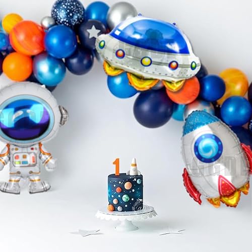 Miniatura 8 de 2 globos de aluminio con forma de astronautas grandes de Mylar para decoración de fiesta de cumpleaños con temática espacial del universo