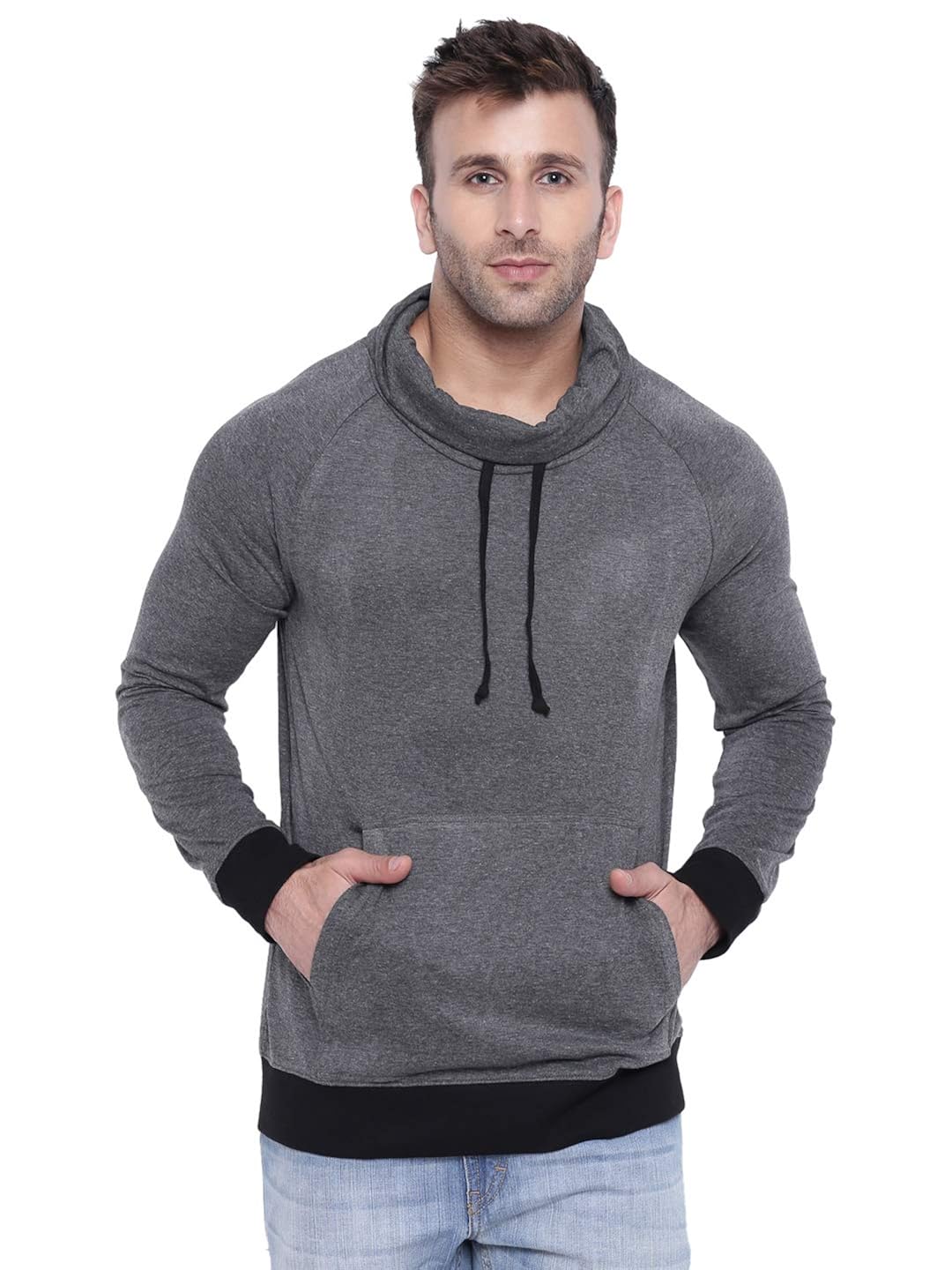 Buy GRITSTONES Anthra Melange Full Sleeve Cowl Neck T-Shirt  GSFSCWL2017AMELBLK-S at Amazon.in