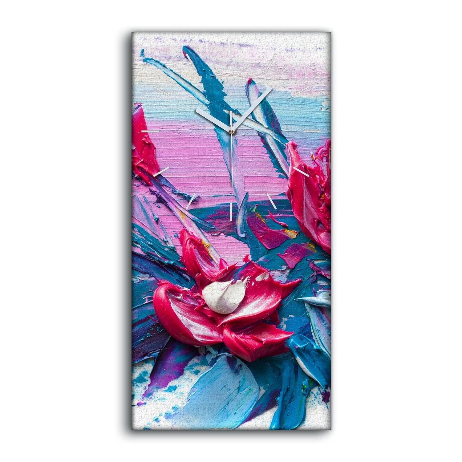 Horloge sur Toile Fleur 30x60cm Ne Pas Tic Tac pour un Sommeil en Silence