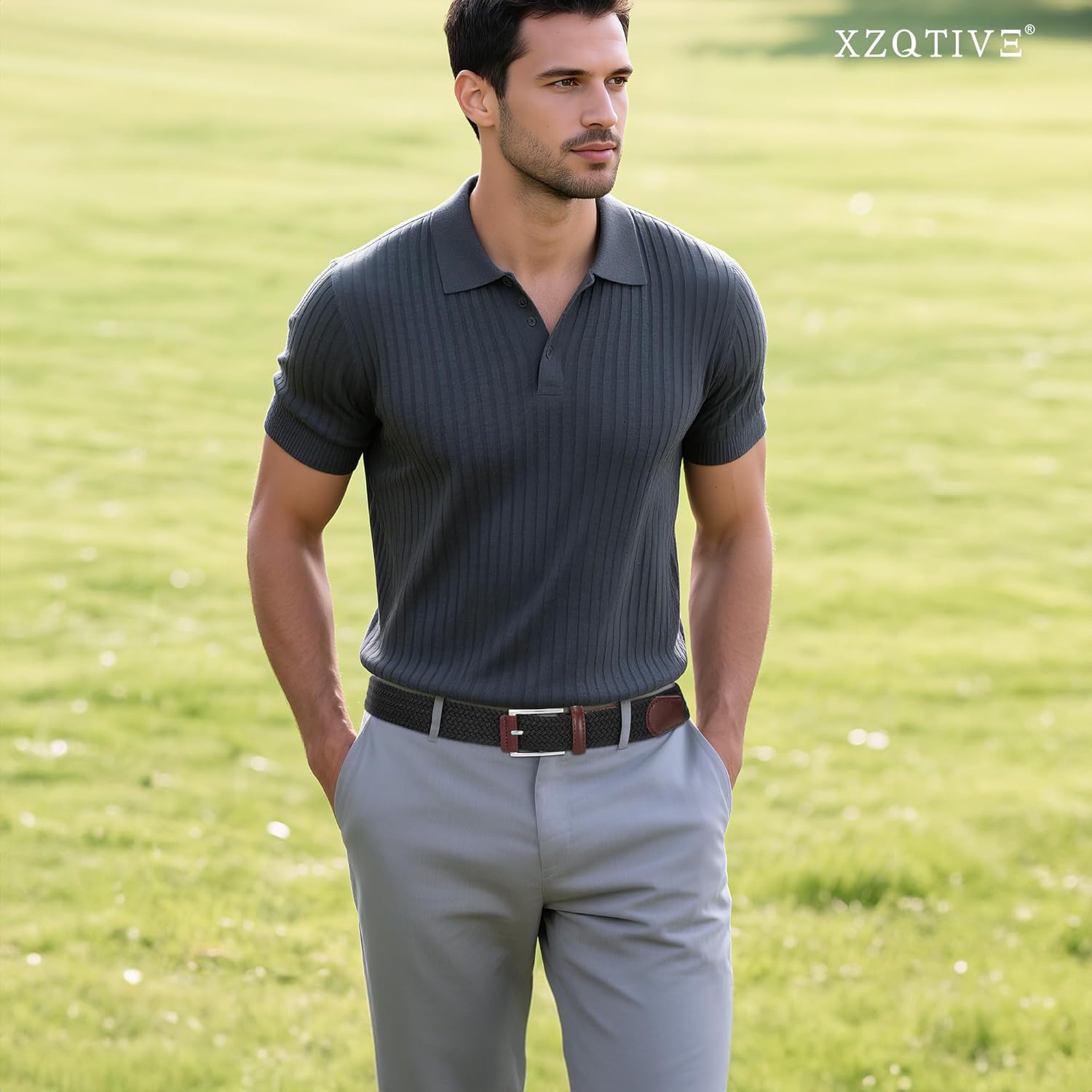 XZQTIVE Braided Stretch Belt Mens Gift Elastic Woven Belt for Golf Casual Pants Shirts Jeans - Image 6