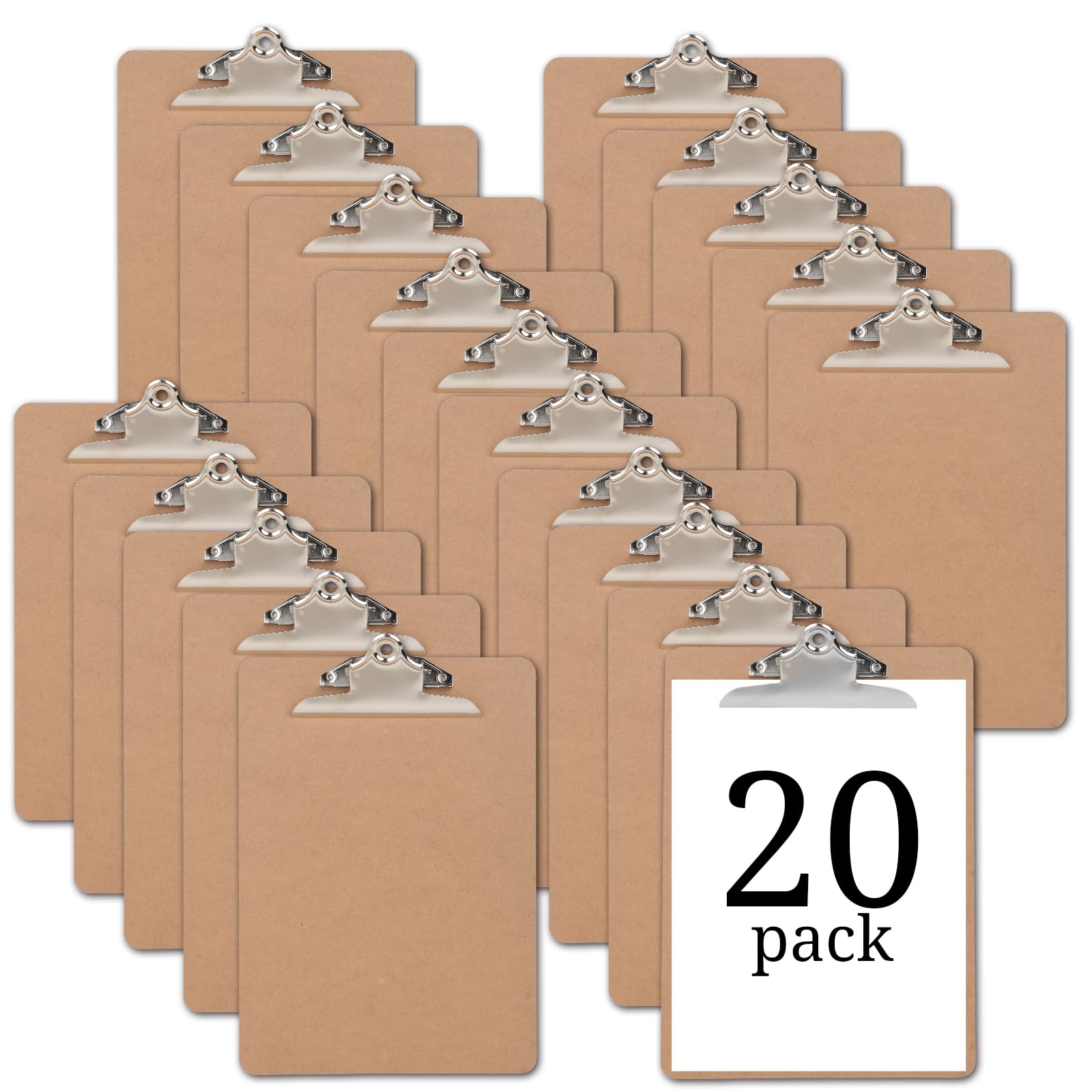 Juvealoe Wood Clipboard, Letter Size 8.5 x 11 Clip Board with Heavy Duty Butterfly Clip, 9 x 12.5 in, Suitable for Classroom, Students, Kid, Office Supply & School Supply(Pack of 20)