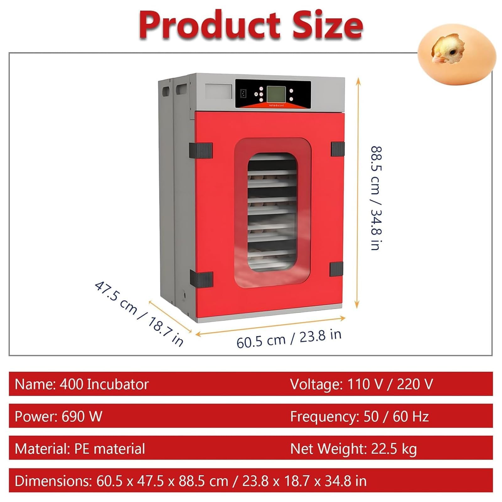 Grande Incubatrice Professionale, Incubatrice Automatica per Uova Gallina
