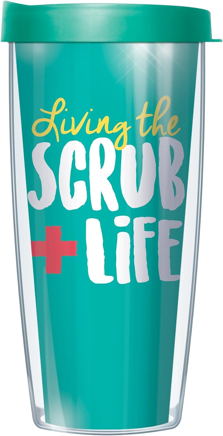 Signature Tumblers Living the Scrub Life 16oz Mug Tumbler Cup with Teal Lid