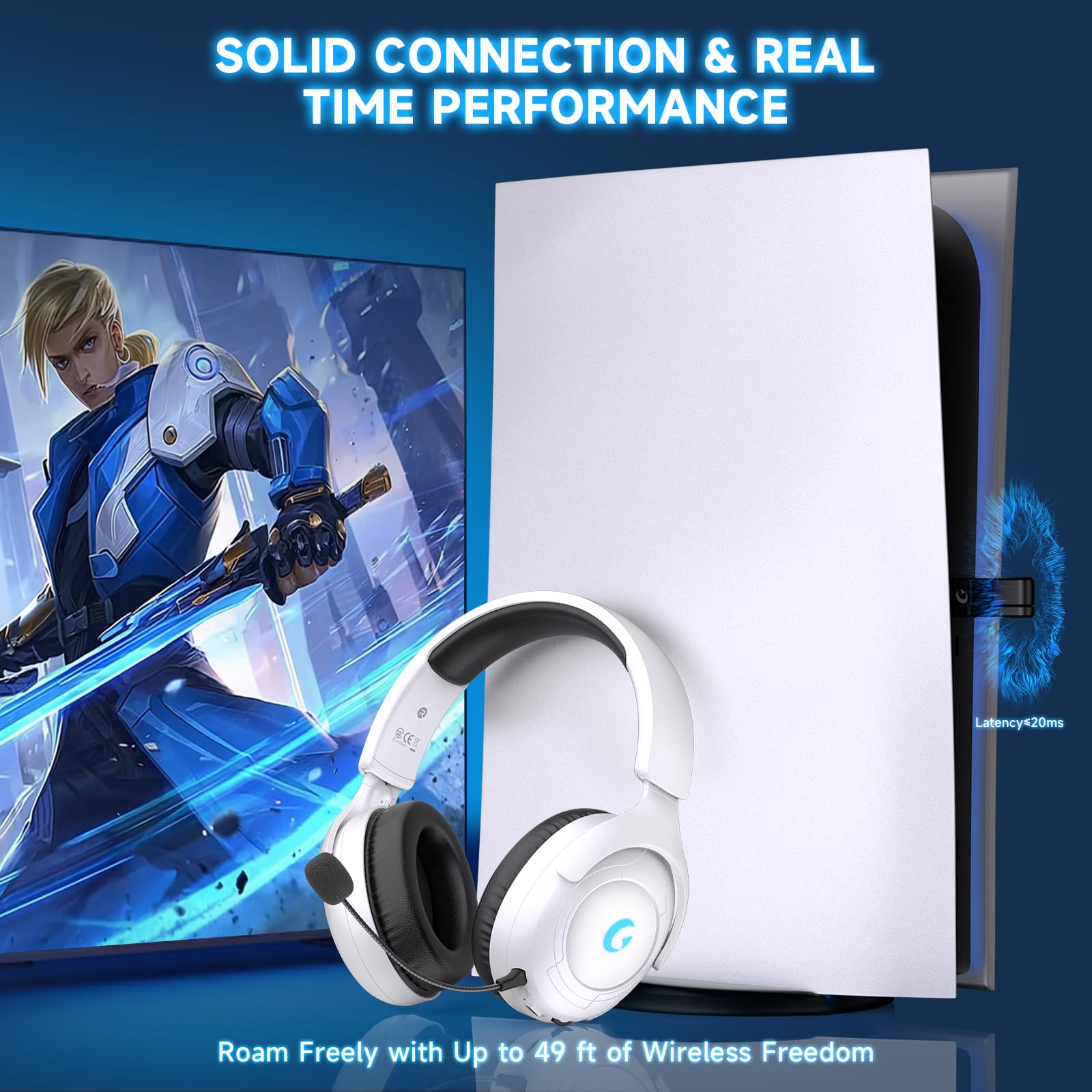 Cuffie Wireless per PC PS5 PS4 - Suono 3D 45h Batteria - Dettaglio