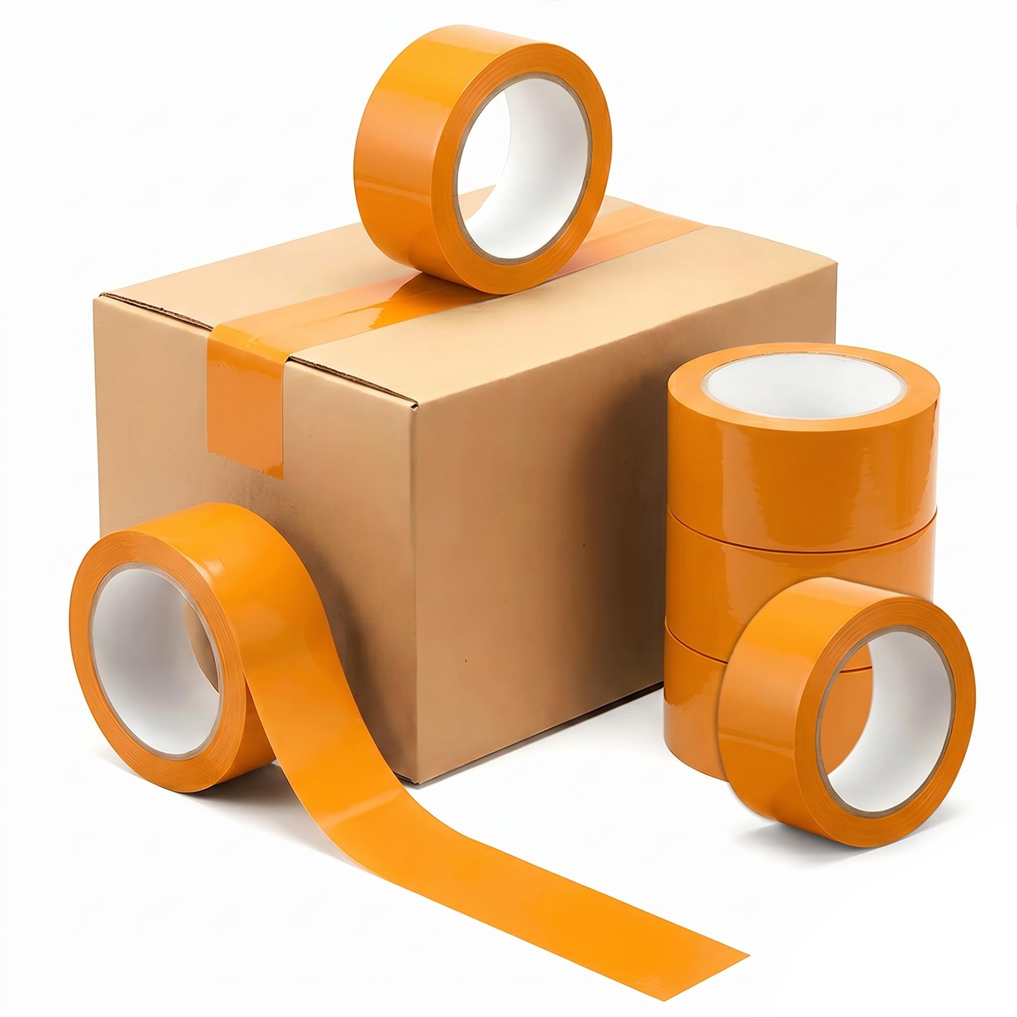 Tezraftaar® 24 x Parcel Packaging Tape Orange Carton Sealing Tape 48mm x 66m Heavy Duty Strong for Box Packing Shipping Warehouse Industrial Office uses