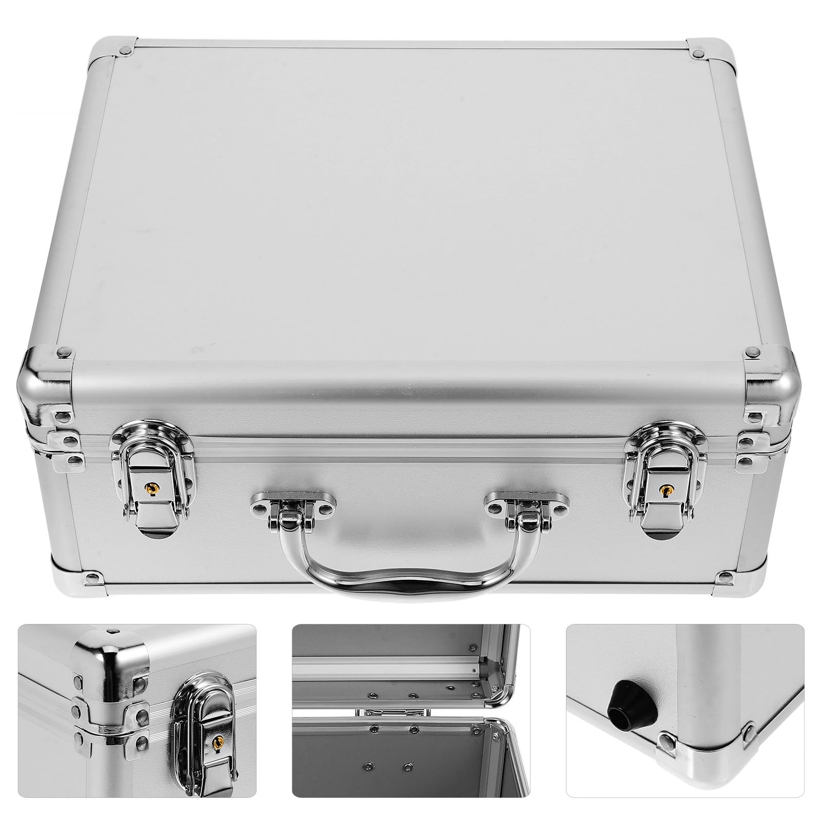 BESPORTBLE Aluminiumlegierung Aufbewahrungskoffer Mittel mit Griff Hartschalen Koffer mit Schloss Multifunktionale Tragetasche für Werkzeug Kamera Kosmetik