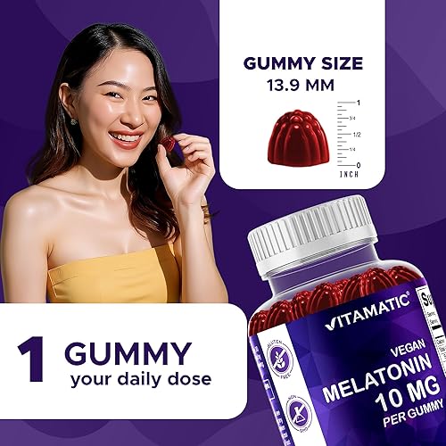 Miniatura 3 de Vitamatic Melatonina 10 mg por gomita – 60 porciones – 60 gomitas vegetarianas – Suplemento sin hábito